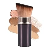 Kabuki Brush Retractable, Angled makeup powder brush, Foundation Brush for Powder Makeup Cream,Liquid Foundation, Bronzer, Portable Travel Face Brush with Aluminum Handle (purple)