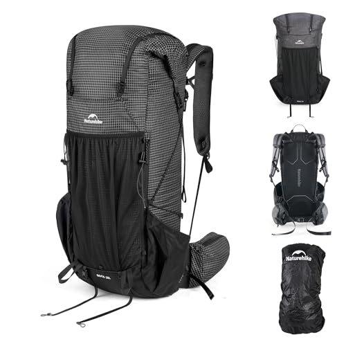 Image of Naturehike 30L Rock 2.0 Upgraded Internal Frame Hiking Backpack for Outdoor Camping Travel Backpacking, Ultralight with Rain Cover Backpack for Adults(Black /M /30L)