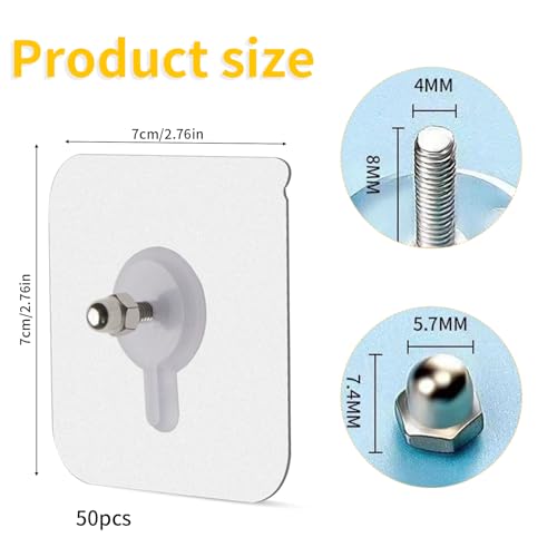 50 Stück Klebe Schrauben, 6mm Klebeschrauben Extra Stark mit Schraubendreher Klebenägel Wand Selbstklebende Hängenägel Transparent Schrauben Ohne Bohren