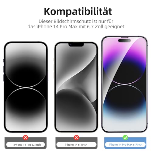 NEW'C für iPhone 14 Pro Max für Panzerglas + Kameraschutz – Ansicht 2
