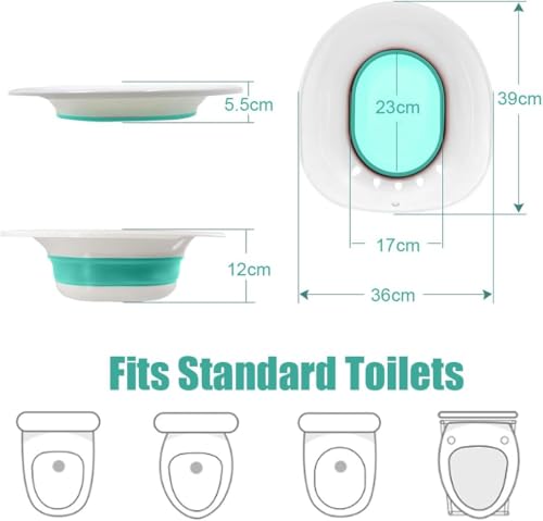 Image of Foldable Seat Bath for Toilet - Adult Sitting Bathtub for Hemorrhoids, Postpartum Care & Elderly, with Hanging Design & Hand Flush Pump (Multicolour)