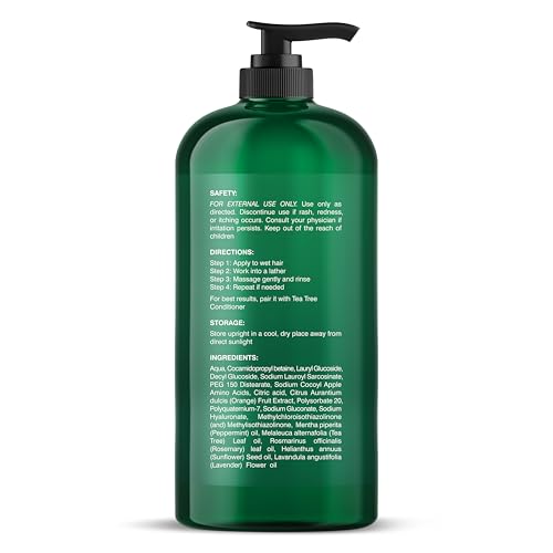 Image of Botanic Hearth Tea Tree Shampoo, Vitamin C, Peppermint, Lavender and Rosemary Oil, Fights Dandruff and Dry Scalp, 16 fl oz