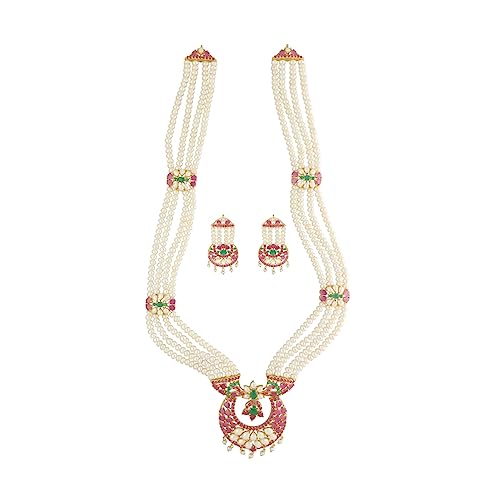 Sri Jagdamba Pearls Lopa 4 Lines Rani Haar Necklace Set for Women...