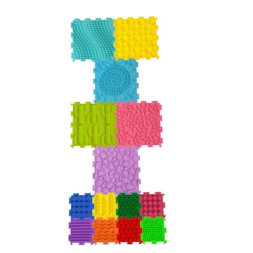 HB.YE Tapete de Juego ortopédico de Rompecabezas de Masaje, tapete de Entrenamiento sensorial Texturizado, Azulejos para niños y Adultos, niños autistas (14 Pieces)