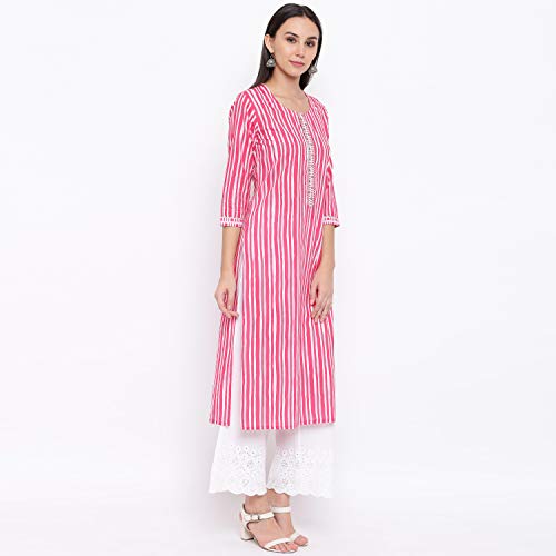 Image of Vbuyz Womens's Cotton Printed and Handwork Kurta