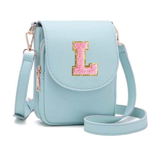 Image of Viverte Crossbody Purse for Teen Girls Small Initial Cell Phone Toddler Purse Leather Triple Compartment Crossbody Bags