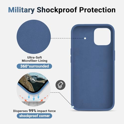Image of VONZEE Microfiber Candy Case Compatible for iPhone 12 Pro Max (6.7 inch) Shockproof Slim Back Cover Liquid Silicone Case - Dark Navy Blue