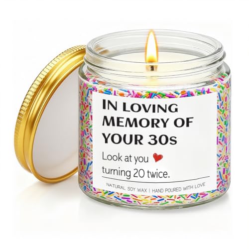 40th Birthday Gifts for Women 40th Birthday Candle for Wife Husband Mum Dad Auntie Sister Family Friend Happy Forty Gifts Ideas Lavender Soy Wax Candle 3.5 oz