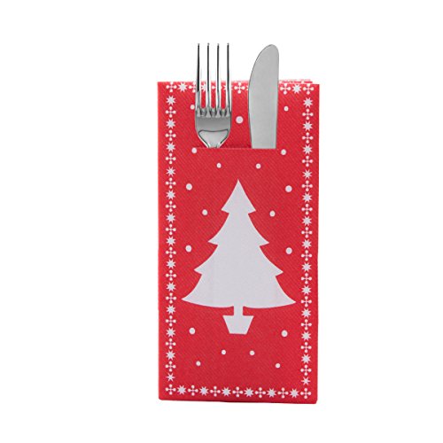 Sovie HOME Besteckservietten White Tree in Rot aus Linclass® Airlaid,...
