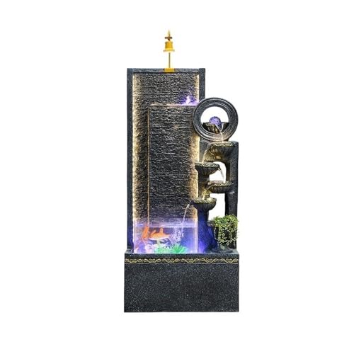 Floor-Standing Fountains Flowing Water Ornaments Floor-standing Feng Shui Fountain Decoration Modern Simple Circulating Waterscape Home Accessories(Black)