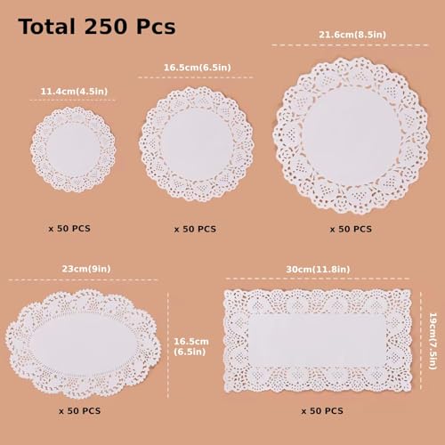 Napperons en papier multi-tailles lot de 250 dentelle blanche ronde - 4