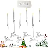 Christbaumkerzen - flammenlose LED Kerze Elch Deko Eiszapfen Timer Fernbedienung Weihnachtsbaum Deko | Für Zuhause Kamin Fenster Tisch Hochzeit Urlaub Party