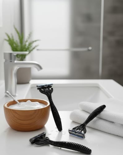 Image of WETELL 3-Blade Disposable Razors for Men, Stainless Steel Triple Blade Shavers, Ultra Smooth Comfortable Shave, 4 Count (WT201966)