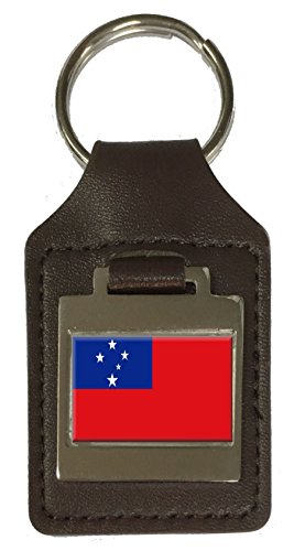 Porte-clés en cuir gravé drapeau Samoa anti perte pour trousseau lourd