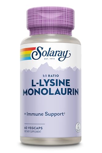 Image of SOLARAY L-Lysine Monolaurin, 60 VegCaps | Immune & Gut Health Support, 1:1 L-Lysine & Monolaurin Formula, 30 Servings, Lab Verified