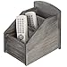 MyGift Rustic Dark Gray Wood Remote Control Holder Organizer Caddy with 3 Compartments, TV Remote Media Remote Storage Box for Living Room