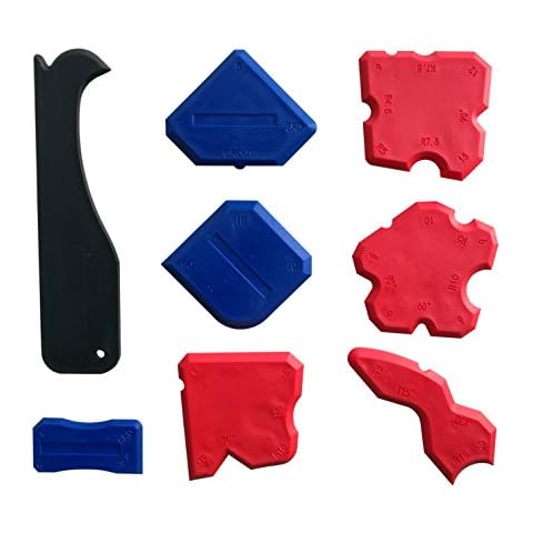 Silicone Sealant Finishing Tools - Silicone Smoothing Caulking Profile Line Joint Corner Tool with Caulk Remover Tool, Sealant Smoother Profiler Former Applicator Edger, 8 Piece Cover