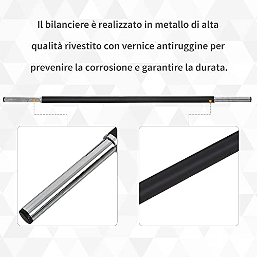HOMCOM Set Bilanciere e Dischi, Bilanciere