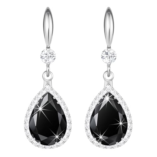 Linawe Boucles d'Oreilles Pendantes en Argent pour Femmes Noires - Parure de Bijoux Suspendues en Moissanite et Diamant Cristal - Longues