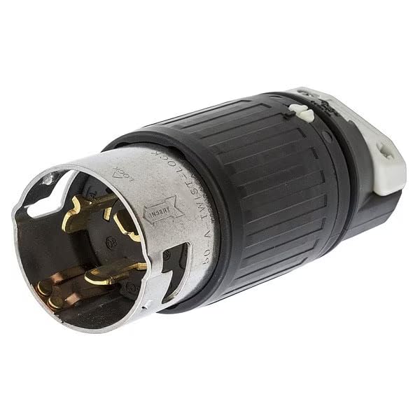 50A Twist-Lock Plug 3P 4W 125/250VAC BK/WT