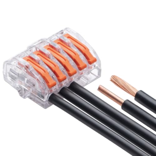 Dicio Lever Wire Connectors - 5 Port UL Listed Electrical Cam-Type Connectors Kit for 28-14 Gauge Wires