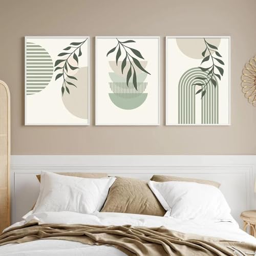 Motifs géométriques verts sur toile premium LIFKNVN pour affiches d'art