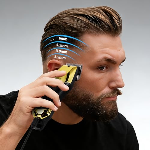 hair clippers for man with an LED display, a 4-piece cordless grooming set that includes hair clippers, T-shaped trimmer,double-layer foil razor, and a nose hair trimmer—a complete home grooming set — view 2