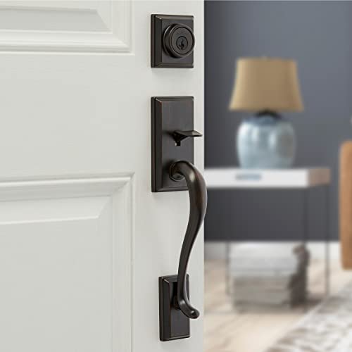 Kwikset Hawthorne Front Door Lock Handle and Deadbolt Set, Entry Handleset Exterior with Interior Door Knob, Venetian Bronze, Pick Resistant SmartKey Rekey Deadbolt Security, with Microban Protection by Kwikset - Image 2