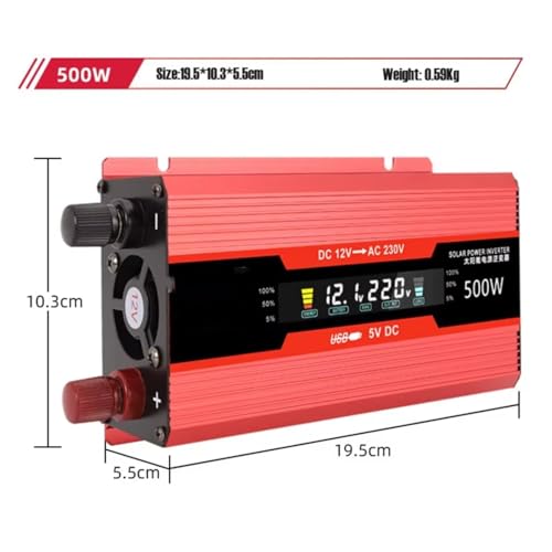 Convertidor CC a CA para coche de 12V 24V a 220V con adaptador portátil 6