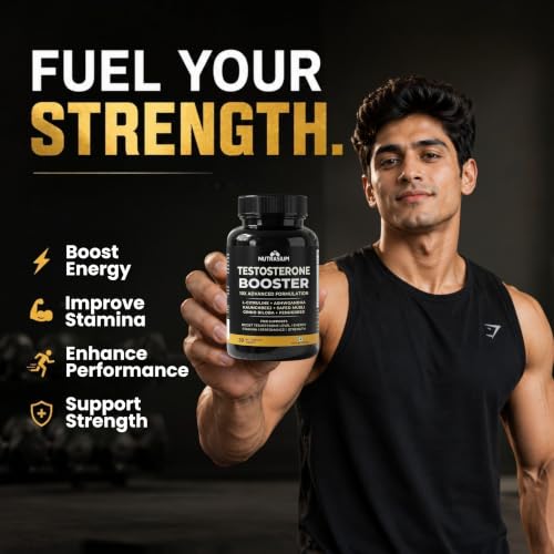 Image of Nutrasium Testosterone Booster Supplement For Men | Testo Booster with Tribulus 1000mg & Ashwagandha 500mg | L-Citrulline & Kaunch Beej | Safed Musli & Ginkgo Biloba | 30 Veg Tablets