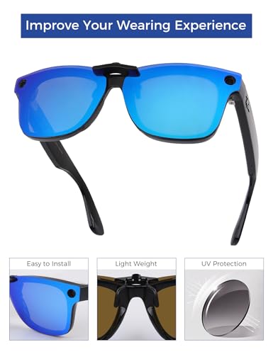 Polarized Clip-on Sunglasses for Ray-Ban Meta Wayfarer RW4008 53-22 for Men Women UV Protection-Ice Blue4