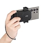 KIWIFOTOS Smartphone Camera Grip Holder Upgrade Large Grip for Giant Hand, Detachable Bluetooth Remote, Selfie Vlog Video Filming Recording fits Cell Phone Width 59-85mm (Black)