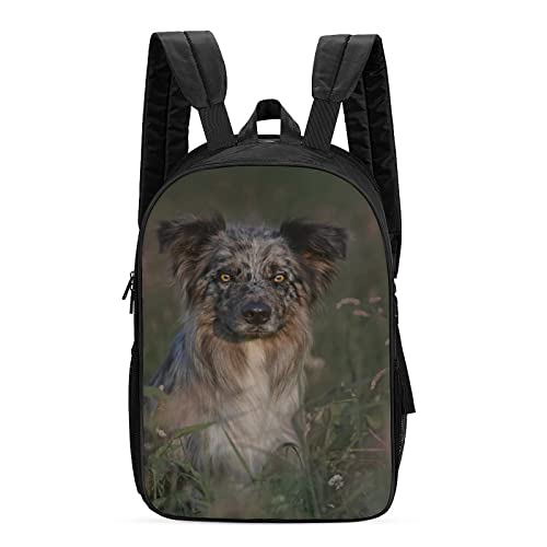 Mochila escolar unisex de perro Collie (42x30x13cm) con diseño clásico en 3D para estudiantes