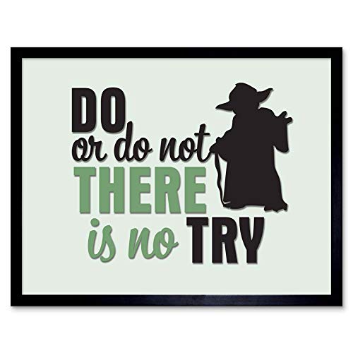 Wee Blue Coo Do Or Not No Try Yoda Quote Typography Art Print Framed Poster Wall Decor 12X16 Inch