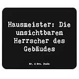 Mr. & Mrs. Panda Mousepad Spruch Hausmeister Macht - Geschenk, Geschenke für Berufstätige, pc, Mausunterlage, Hausmeisteralltag, Hausmeisterstolz, handgefertigte, Mauspad, Gebäudeverwalter, mit Herz