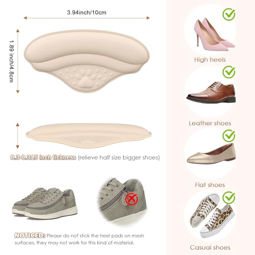 Image of 6 Pairs 4D Heel Pads for Shoes Too Big for Women Men, Heel Grips Cushions for Pain Relief, Inserts Prevent Loose Shoes Slip Blisters Scar, Heel Protectors for Friction (6, Black, Leather)