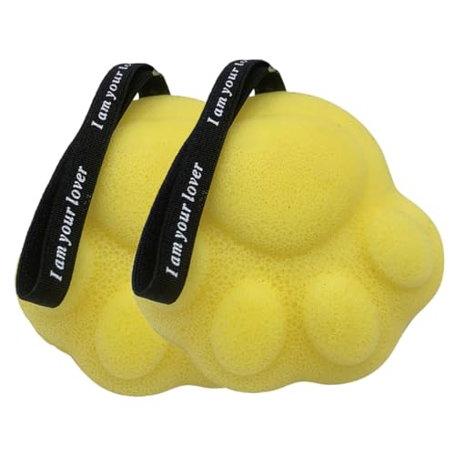 ORFOFE 2 piezas Esponja de Ducha Suave con Colgador Cepillo Exfoliante para Piel Sensible Esponja Grande para Baño Diario Color Amarillo Queso Xl