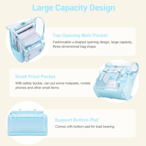 Image of DIGOBAY Clear Backpack with Lunch Bag, Leather Clear Bookbag Heavy Duty | Thick PVC Clear Backpack for Girls Women See Through Transparent Backpacks for Stadium Events College Travel Work, Aquamarine