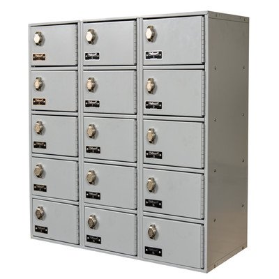 Hallowell UCTL392(30)-5A-PL Cell Phone/Tablet Modular Metal Box Locker with Prepared for Padlocks, 3 Wide, 15 Openings, 27