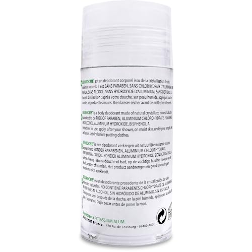 Déoroche Antiperspirant-Stick, grüner Alaunstein aus Panama - 100% natürliches Kalium - 24 Stunden lang wirksam - 100 g