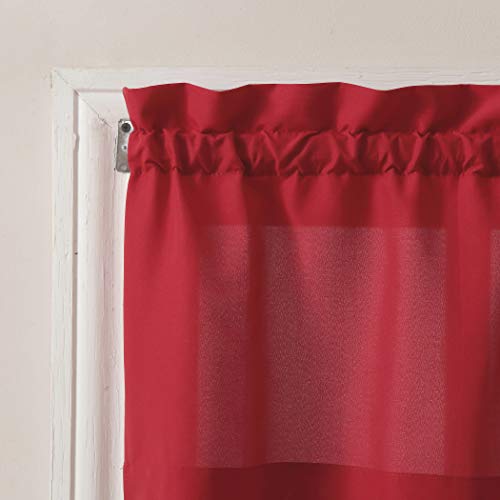 No. 918 Martine Microfiber Semi-Sheer Rod Pocket Kitchen Curtain Valance and Tiers Set, 54