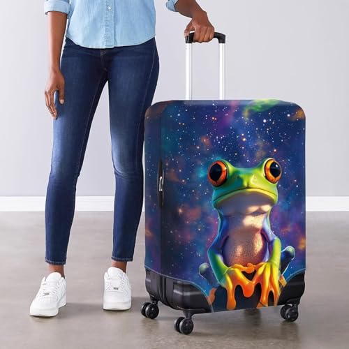 Image of Mumeson Galaxy Frog Luggage Cover for Suicase Elastic Suitcase Protectors Protective Zipper Luggage Covers Fit 18-32 Inches Suitcase