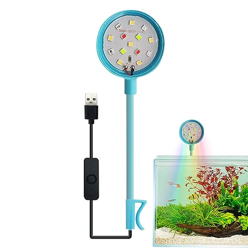 Youding Luz de pecera, lámpara de tanque de peces con clip con rotación de 360 grados | Luz de césped, accesorio de pecera para sala de estar, tanque de tortugas, oficinas y acuario