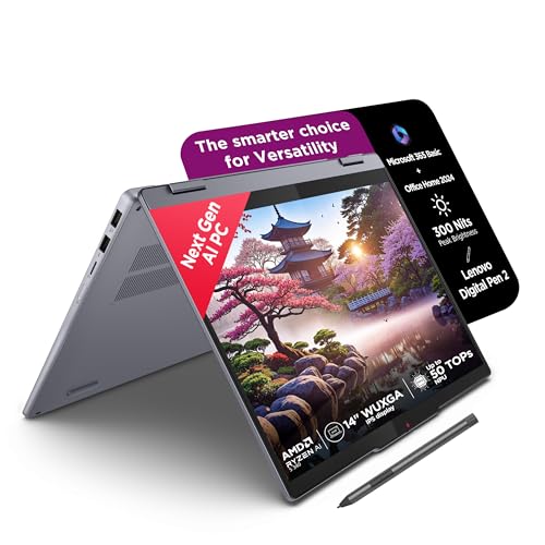 Image of Lenovo IdeaPad 5 2-in-1 AMD Ryzen AI 5 340 (16GB RAM /512GB SSD /14 (35.5cm) /WUXGA IPS /Windows 11 /Copilot+PC /Microsoft 365 Basic + Office 2024 /Digital Pen 2 /Grey /1.6Kg), 83KT0052IN Convertible Laptop