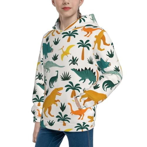 Dinosaurs and Tropical Leaves Kid Hoodies Boys Sweatshirts Girls Pullover with Pocket2