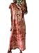 Abito Casual Donna Vintage Tie-Dye Stampa Sciolto Abito Donna Scollo V Manica Corta Orlo Diviso Abito Spiaggia Donna Vacanza Viaggio Quotidiano Abito Estivo Donna E-Orange S