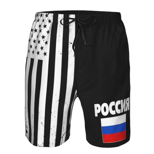 Russia Flag Russian Flags Mens Swim Trunks Board Shorts Quick Dry Mens Swimsuit,Summer Beach Short with Pockets2