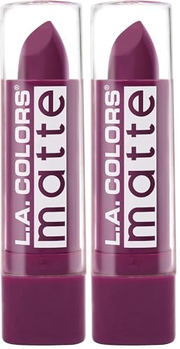 Image of L.A. COLORS Matte Lip Color, Stay Put Plum CML513 (Pack of 2)