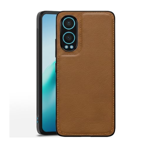 Image of Leather Case for OnePlus Nord CE 4 Premium Protective Stylish Slim Cover with Shockproof Raised Edges Brown