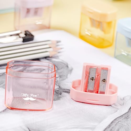 Mr. Pen- Manual Pencil Sharpener, 4 Pack, Colorful, Dual Holes | Compatible with Standard and Jumbo Pencils, Snap-on Lid, Colored Handheld Pencil Sharpener for Artists, Classroom - Image 8